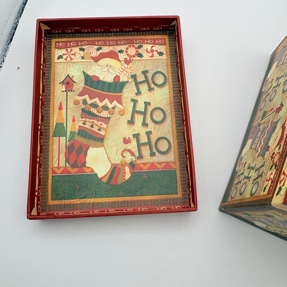 The Lang Bowman Company Gift Box Red Santa Ho Ho Ho Folk Art 2005 - Picture 3 of 7